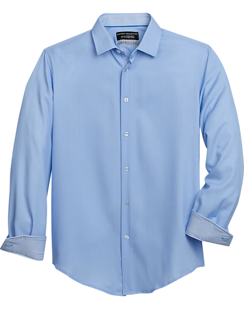 Report Collection Slim Fit Four-Way Stretch Sport Shirt, Medium Blue Chevron