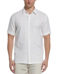 Cubavera Modern Fit Tonal Embroidered Shirt, White