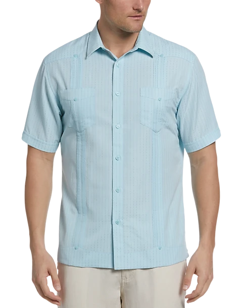 Cubavera Modern Fit EcoSelect Textured Guayabera Shirt, Blue