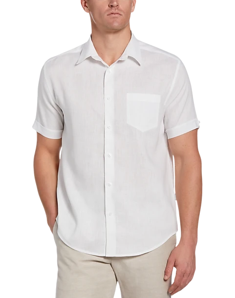 Cubavera Modern Fit TravelSelect Linen Blend Shirt, White