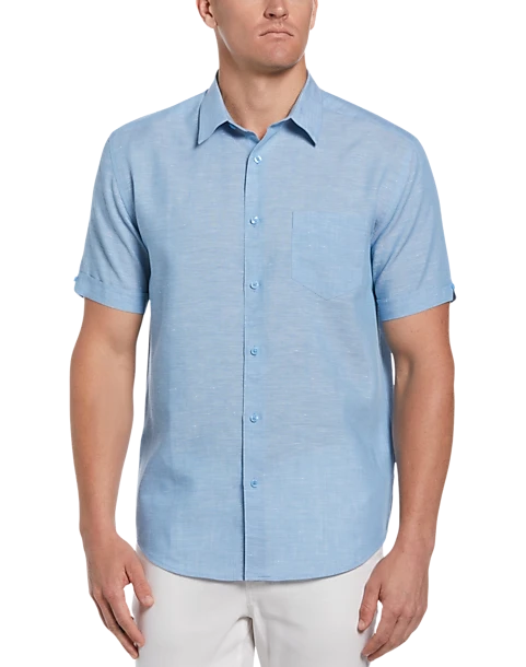 Cubavera Modern Fit TravelSelect Linen Blend Shirt, Blue