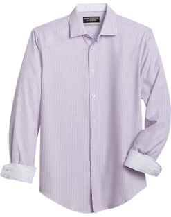 Report Collection Slim Fit Four-Way Stretch Sport Shirt, Purple Mini Square Print