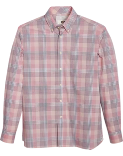 Joseph Abboud Modern Fit Sport Shirt, Burgundy Plaid