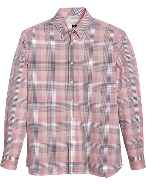 Joseph Abboud Modern Fit Sport Shirt, Burgundy Plaid