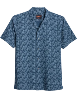 Egara Slim Fit Short Sleeve Sport Shirt, Navy Fern