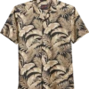 Egara Slim Fit Short Sleeve Sport Shirt, Tan Floral