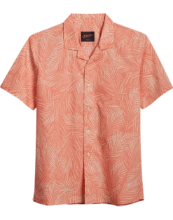 Egara Slim Fit Short Sleeve Sport Shirt, Coral Palmetto