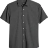 Awearness Kenneth Cole Slim Fit Short Sleeve Sport Shirt, Black Micro Dot