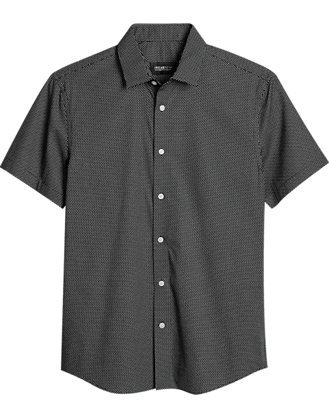 Awearness Kenneth Cole Slim Fit Short Sleeve Sport Shirt, Black Micro Dot