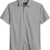 Awearness Kenneth Cole Slim Fit Short Sleeve Sport Shirt, Light Gray Geo