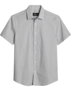 Awearness Kenneth Cole Slim Fit Short Sleeve Sport Shirt, White Micro Dot