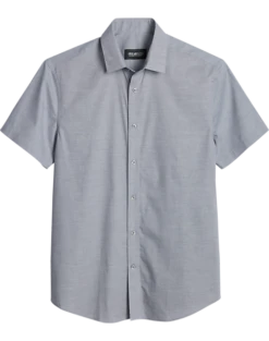 Awearness Kenneth Cole Slim Fit Short Sleeve Slub Sport Shirt, Light Gray