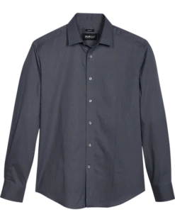 Awearness Kenneth Cole Slim Fit Spread Collar Sport Shirt, Charcoal Dot