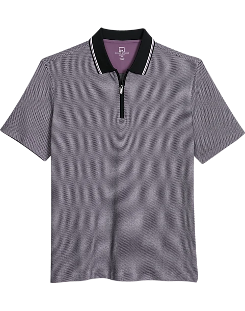 Michael Strahan Modern Fit Zip Polo Lavender