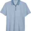 Michael Strahan Modern Fit Zip Polo, Light Blue
