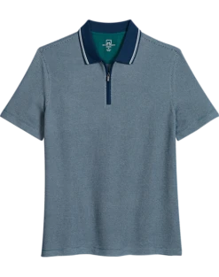 Michael Strahan Modern Fit Zip Polo, Teal