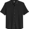 Michael Strahan Modern Fit Popcorn Stitch Short Sport Shirt, Black