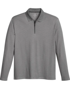 Michael Strahan Modern Fit Long Sleeve Polo, Gray