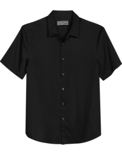 Paisley & Gray Slim Fit Spread Collar Short Sleeve Sport Shirt, Black
