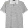 Paisley & Gray Slim Fit Polo, White & Black Dot