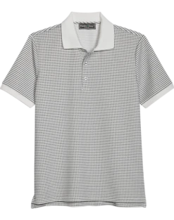 Paisley & Gray Slim Fit Polo, White & Black Dot