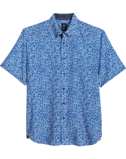 Michael Strahan Modern Fit 4-Way Stretch Short Sleeve Sport Shirt, Blue Floral