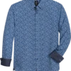 Michael Strahan Modern Fit Spread Collar 4-Way Stretch Sport Shirt, Blue Abstract Floral