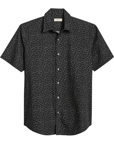 Jaymes Modern Fit Camp Shirt, Black Mini Floral
