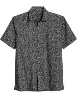 Zanetti Modern Fit Camp Shirt, Charcoal Mini Floral