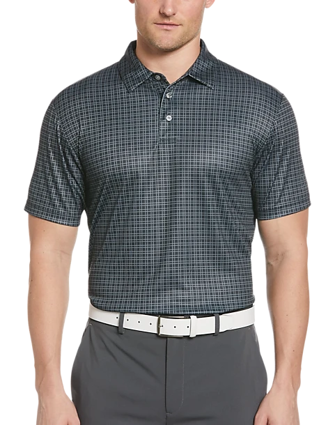 PGA Tour Classic Fit Printed Polo, Black