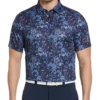 PGA Tour Classic Fit Printed Polo, Navy Fireworks