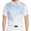 PGA Tour Classic Fit Printed Polo, White Asymmetric Tropical