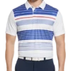 PGA Tour Classic Fit Printed Polo, White Energy Stripe