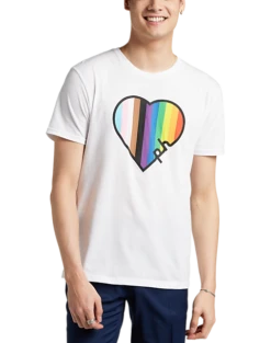 The Phluid Project Classic Fit Heart Graphic Crew, White