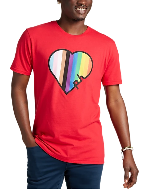 The Phluid Project Classic Fit Heart Graphic Crew, Red