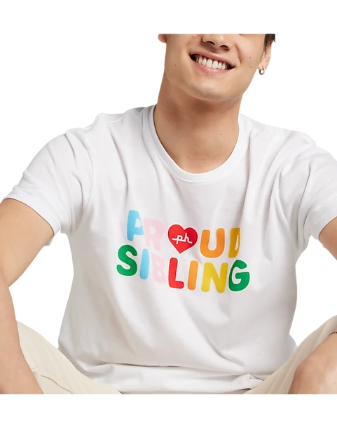 The Phluid Project Classic Fit Proud Sibling Graphic Crew, White - Image 2