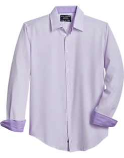 Report Collection Modern Fit Four-Way Stretch Sport Shirt, Lavender Check