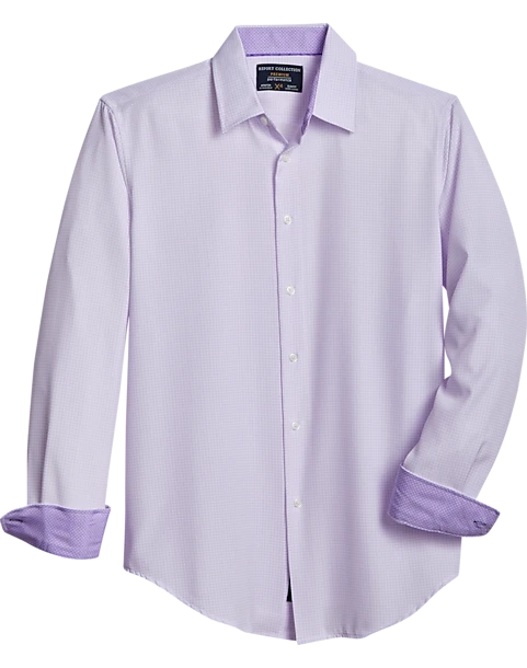 Report Collection Modern Fit Four-Way Stretch Sport Shirt, Lavender Check