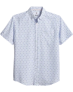 Report Collection Modern Fit Four-Way Stretch Short Sleeve Sport Shirt, Navy Geo