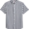 Report Collection Modern Fit Four-Way Stretch Short Sleeve Sport Shirt, Black & White Stripe