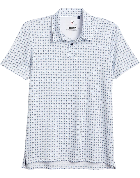 Report Collection Modern Fit Knit Polo, White & Blue Floral