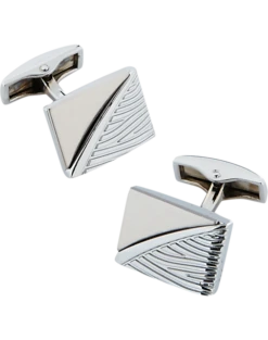 Pronto Uomo Silver-Tone Stripe Cufflinks