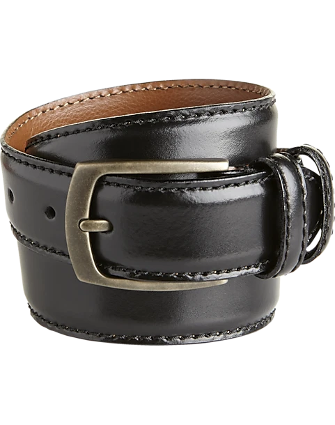 Joseph Abboud Double-Loop Edge Stitch Dress Belt, Cognac
