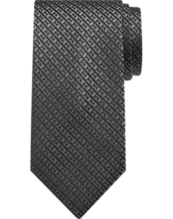 Pronto Uomo Black & Charcoal Woven Grid Narrow Tie