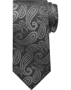Pronto Uomo Narrow Tie, Black & Charcoal Paisley