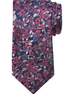 Joseph Abboud Narrow Tie, Red & Silver Floral