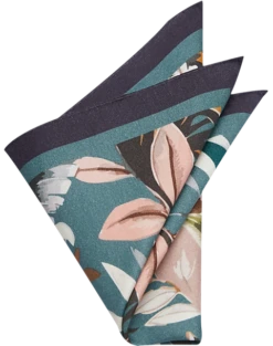 Joseph Abboud Pocket Square, Green & Black Botanical