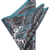 Joseph Abboud Pocket Square, Teal & Brown Paisley