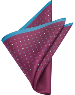 Joseph Abboud Pocket Square, Navy & Burgundy Dot