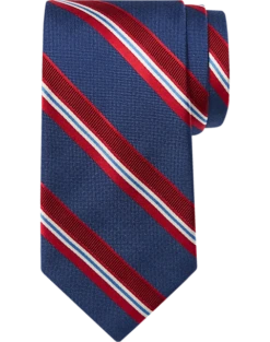 Pronto Uomo Narrow Tie, Navy Stripe